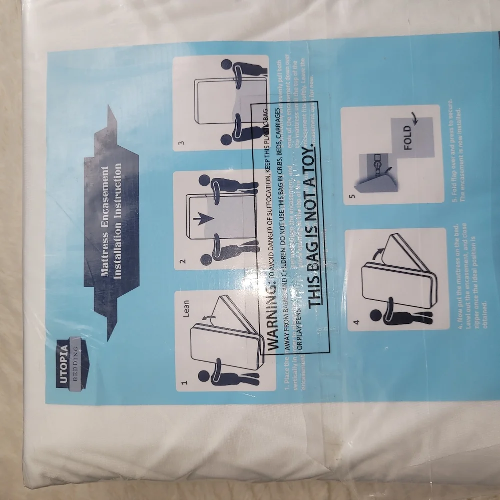 White Waterproof Mattress Encasement - Twin New